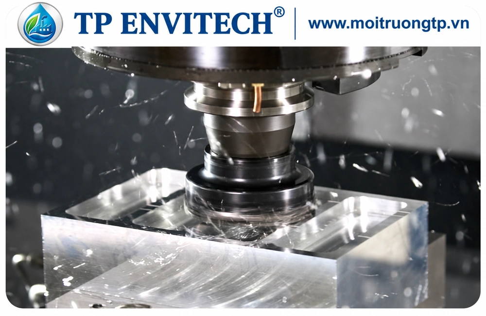 Minh họa xử lý hơi sương dầu máy phay tiện CNC