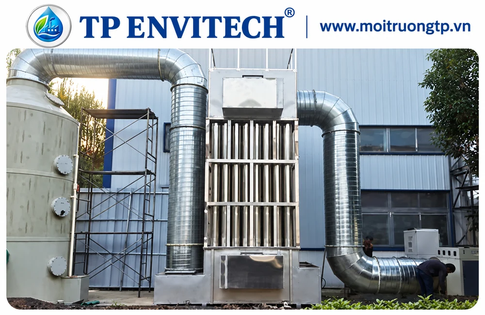 Minh họa hệ thống xử lý khí thải lò rang cà phê